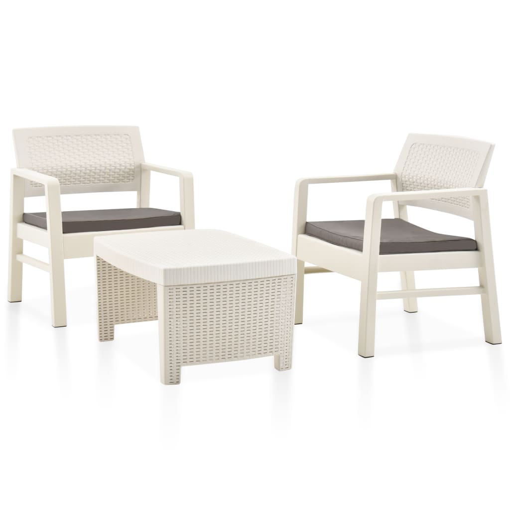 Set mobilier de grădină, 3 piese, alb, plastic GartenMobel Dekor