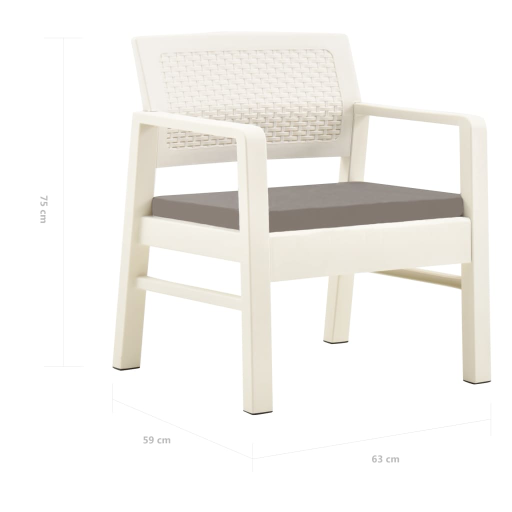 Set mobilier de grădină, 3 piese, alb, plastic GartenMobel Dekor