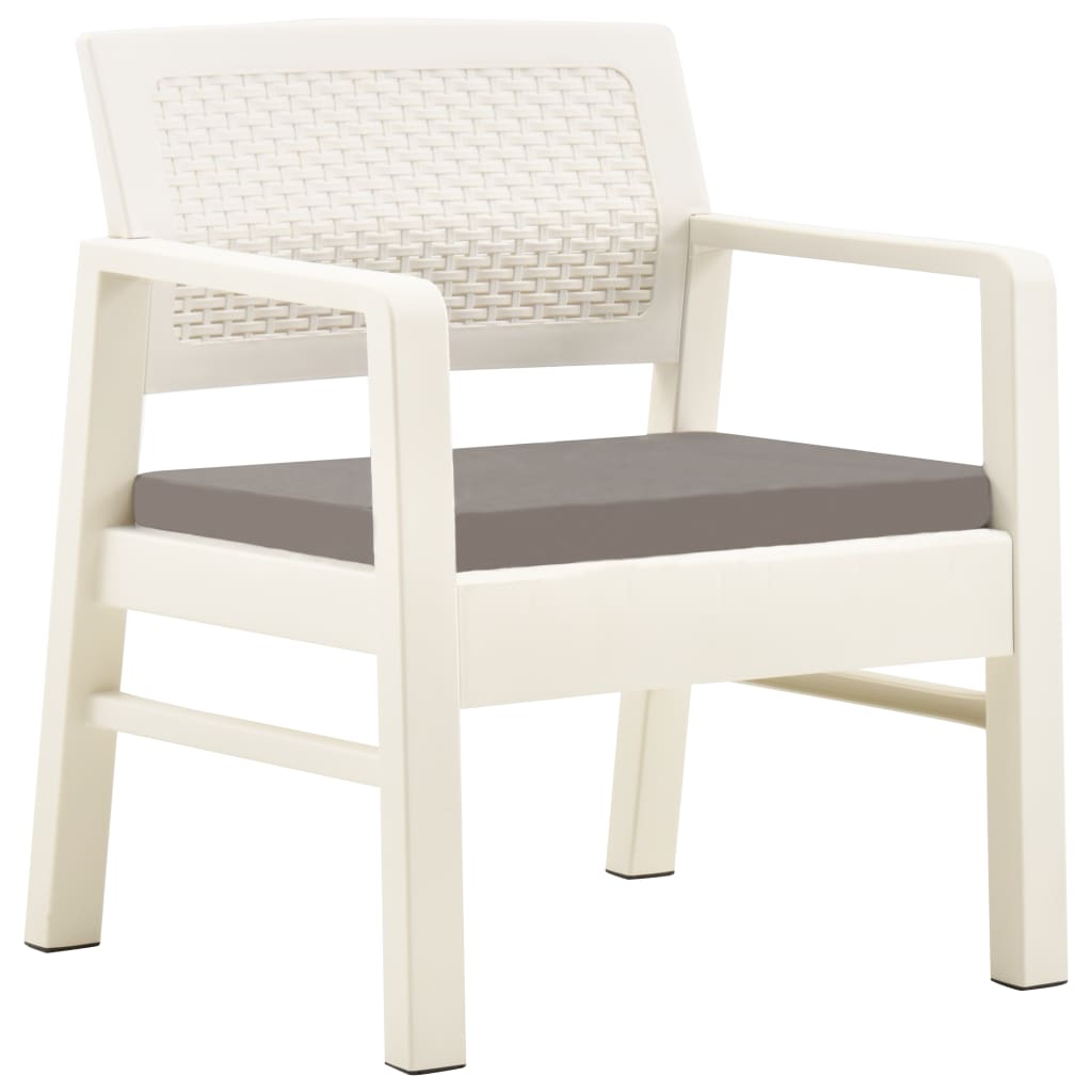 Set mobilier de grădină, 3 piese, alb, plastic GartenMobel Dekor