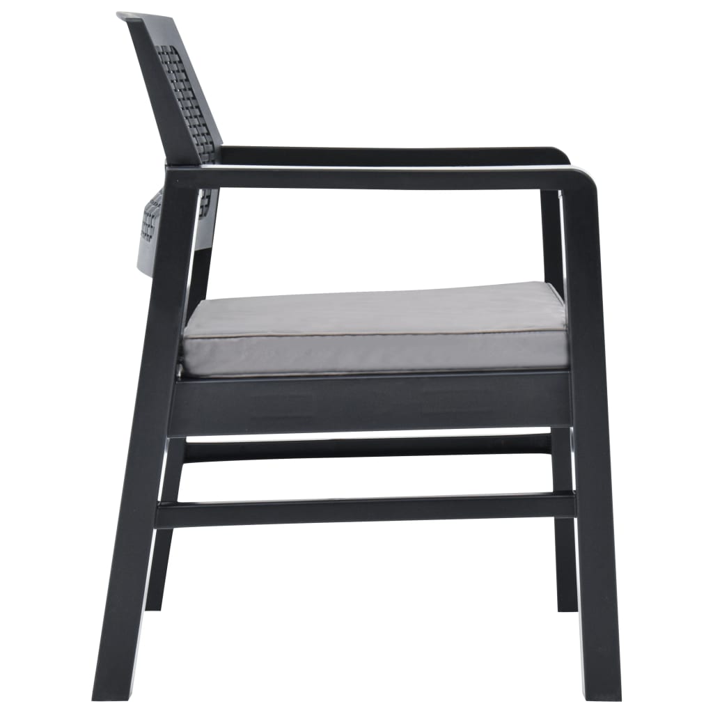 Set mobilier de grădină, 3 piese, antracit, plastic GartenMobel Dekor