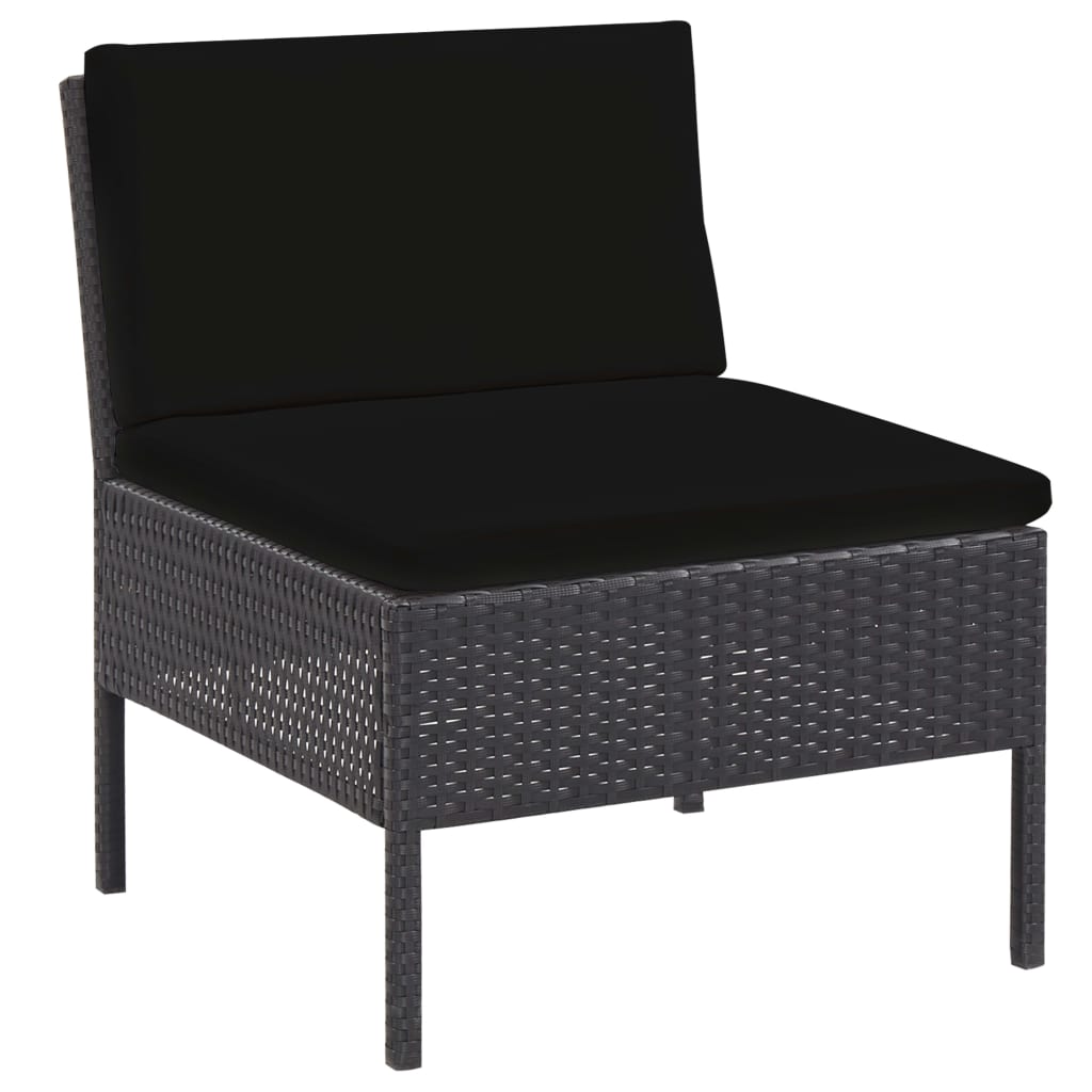 Set mobilier de grădină cu perne, 5 piese, negru, poliratan GartenMobel Dekor