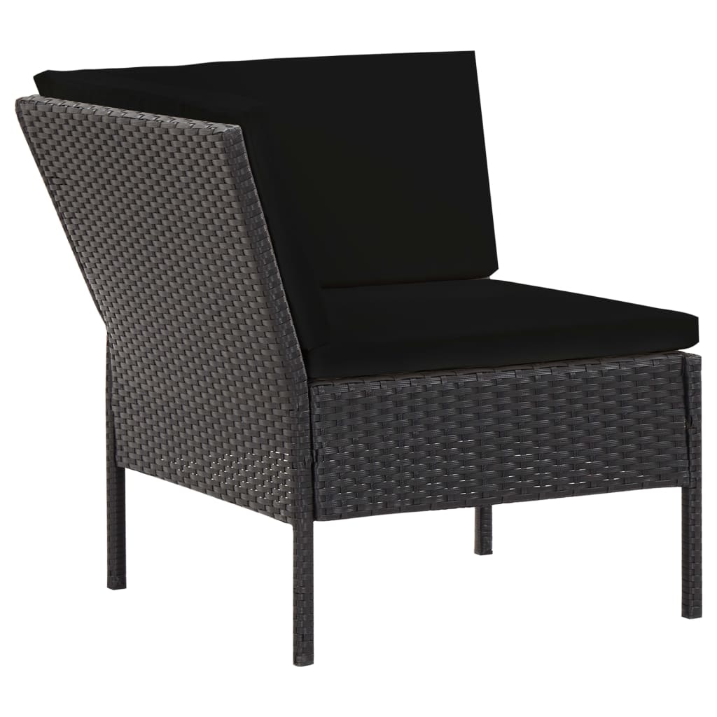 Set mobilier de grădină cu perne, 6 piese, negru, poliratan GartenMobel Dekor