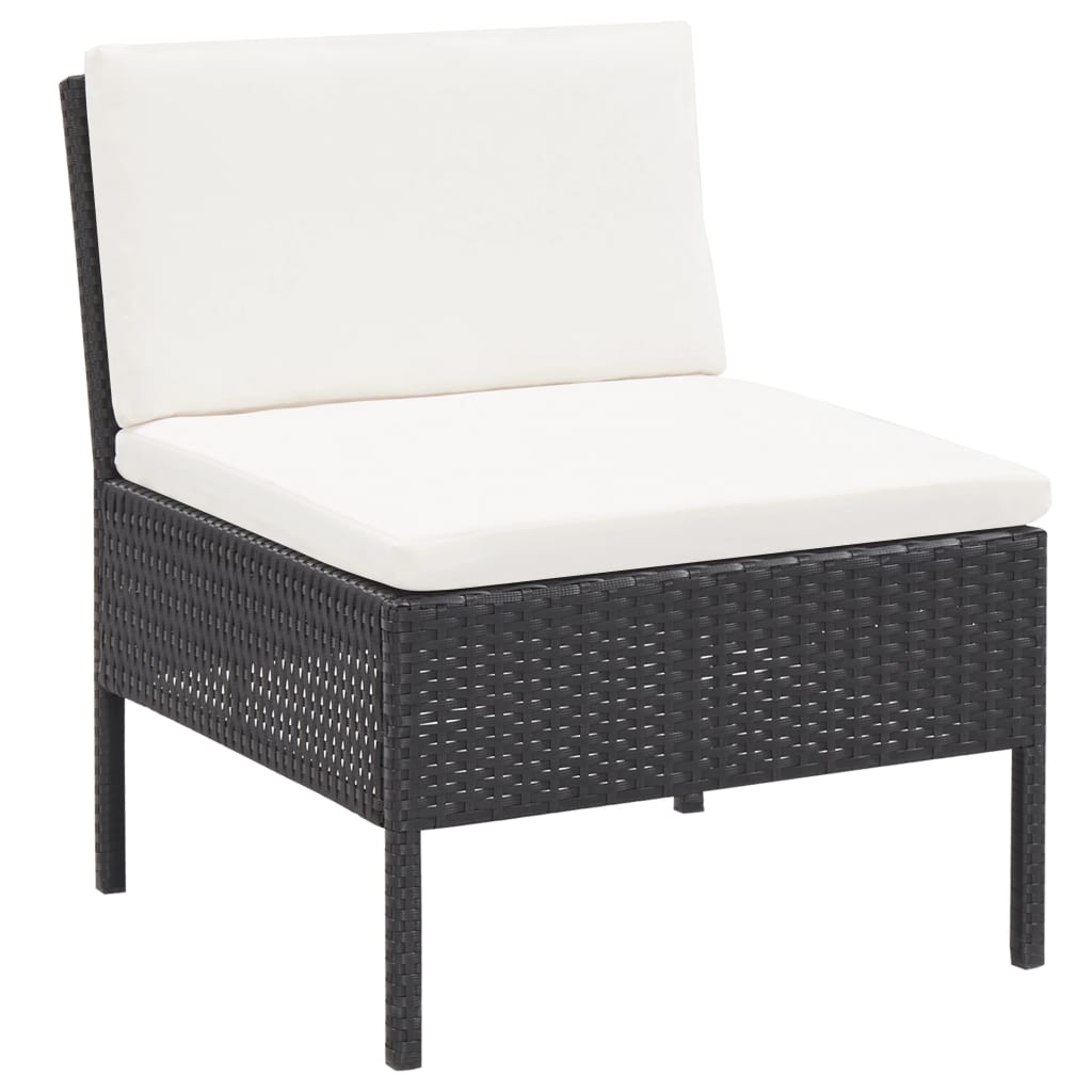 Set mobilier de grădină cu perne, 6 piese, negru, poliratan GartenMobel Dekor