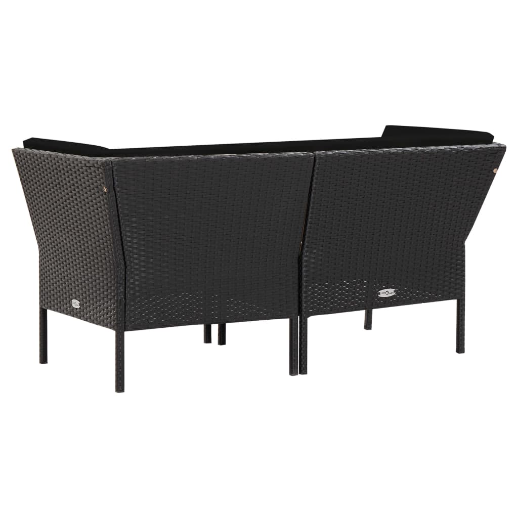 Set mobilier de grădină cu perne, 6 piese, negru, poliratan GartenMobel Dekor