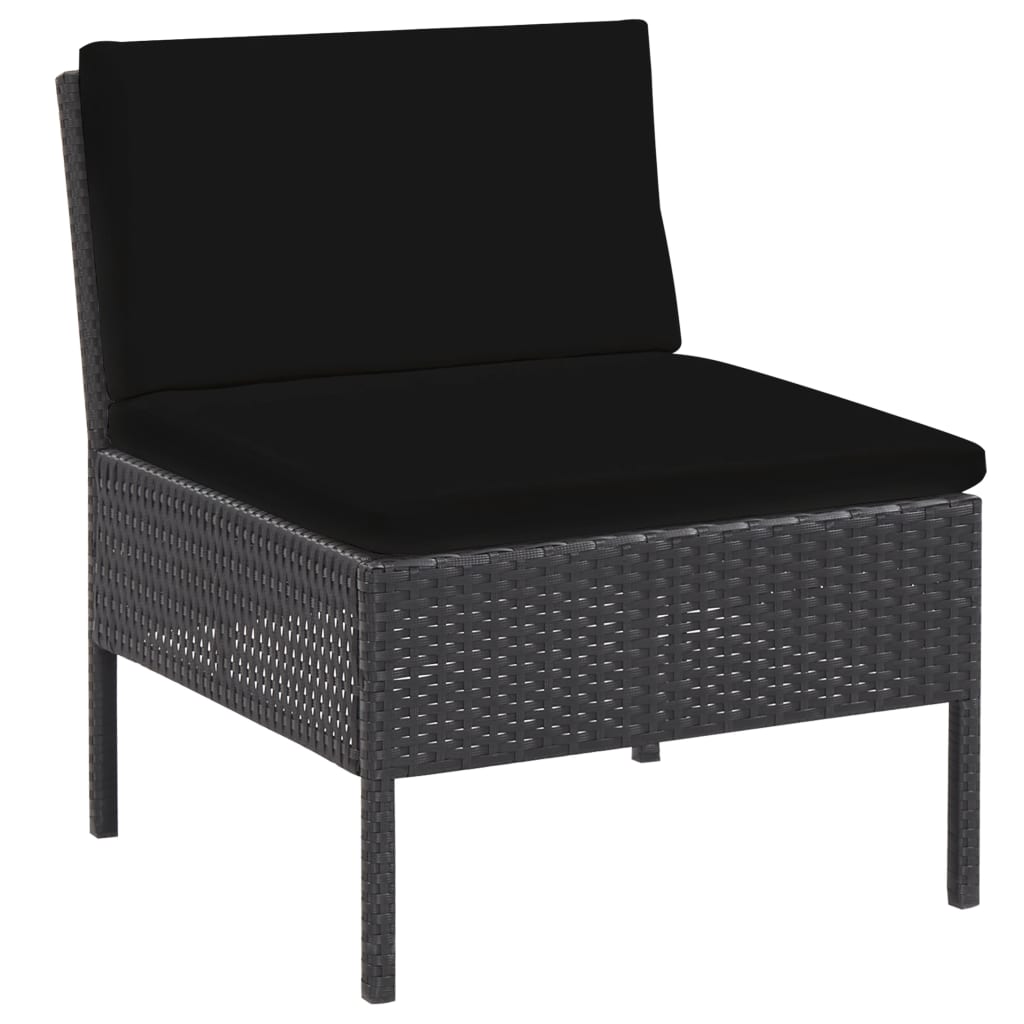 Set mobilier de grădină cu perne, 6 piese, negru, poliratan GartenMobel Dekor