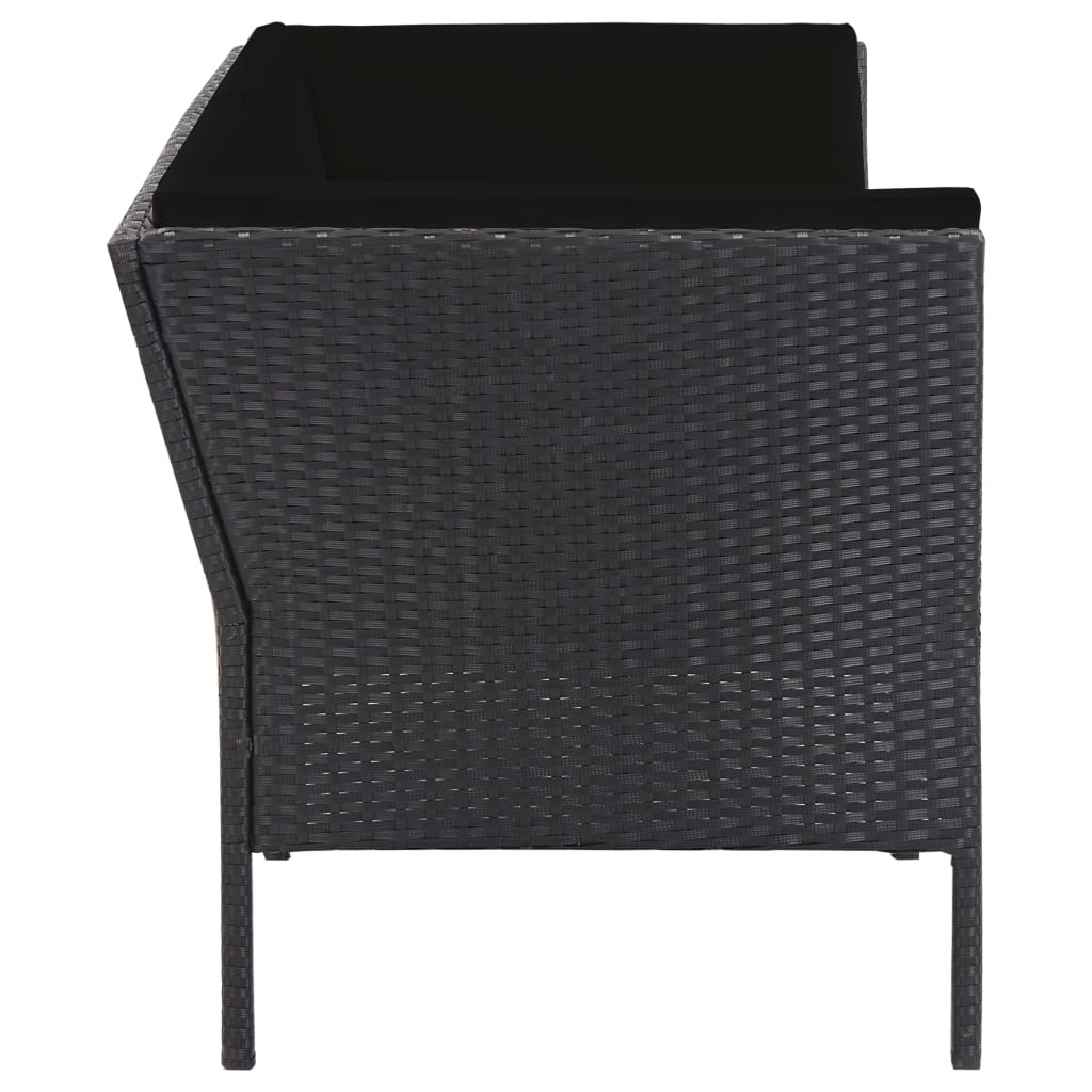 Set mobilier de grădină cu perne, 6 piese, negru, poliratan GartenMobel Dekor