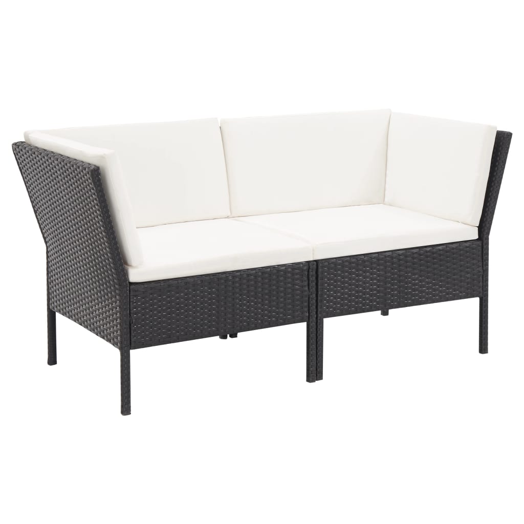 Set mobilier de grădină cu perne, 6 piese, negru, poliratan GartenMobel Dekor