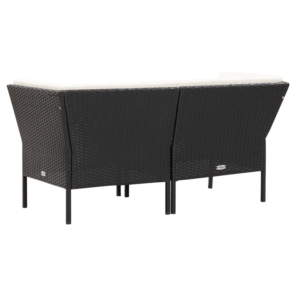 Set mobilier de grădină cu perne, 6 piese, negru, poliratan GartenMobel Dekor