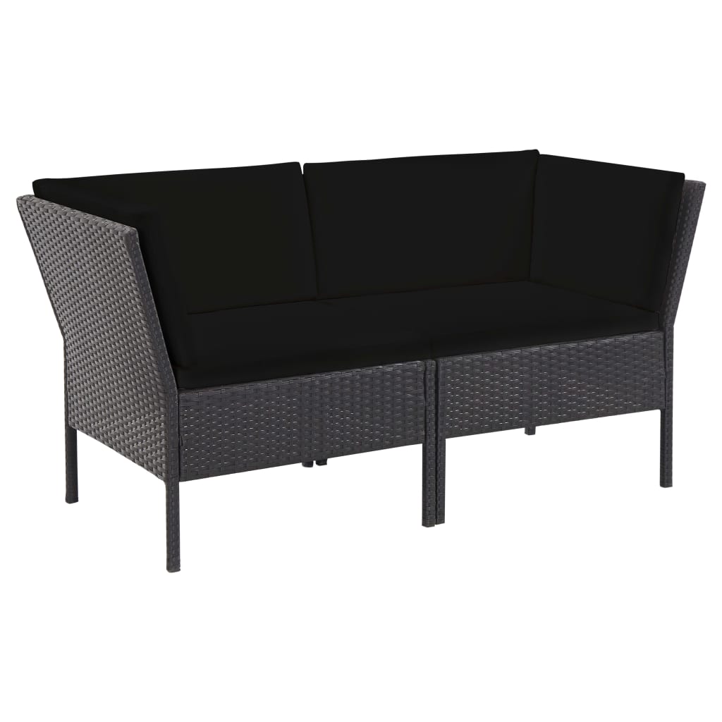 Set mobilier de grădină cu perne, 6 piese, negru, poliratan GartenMobel Dekor