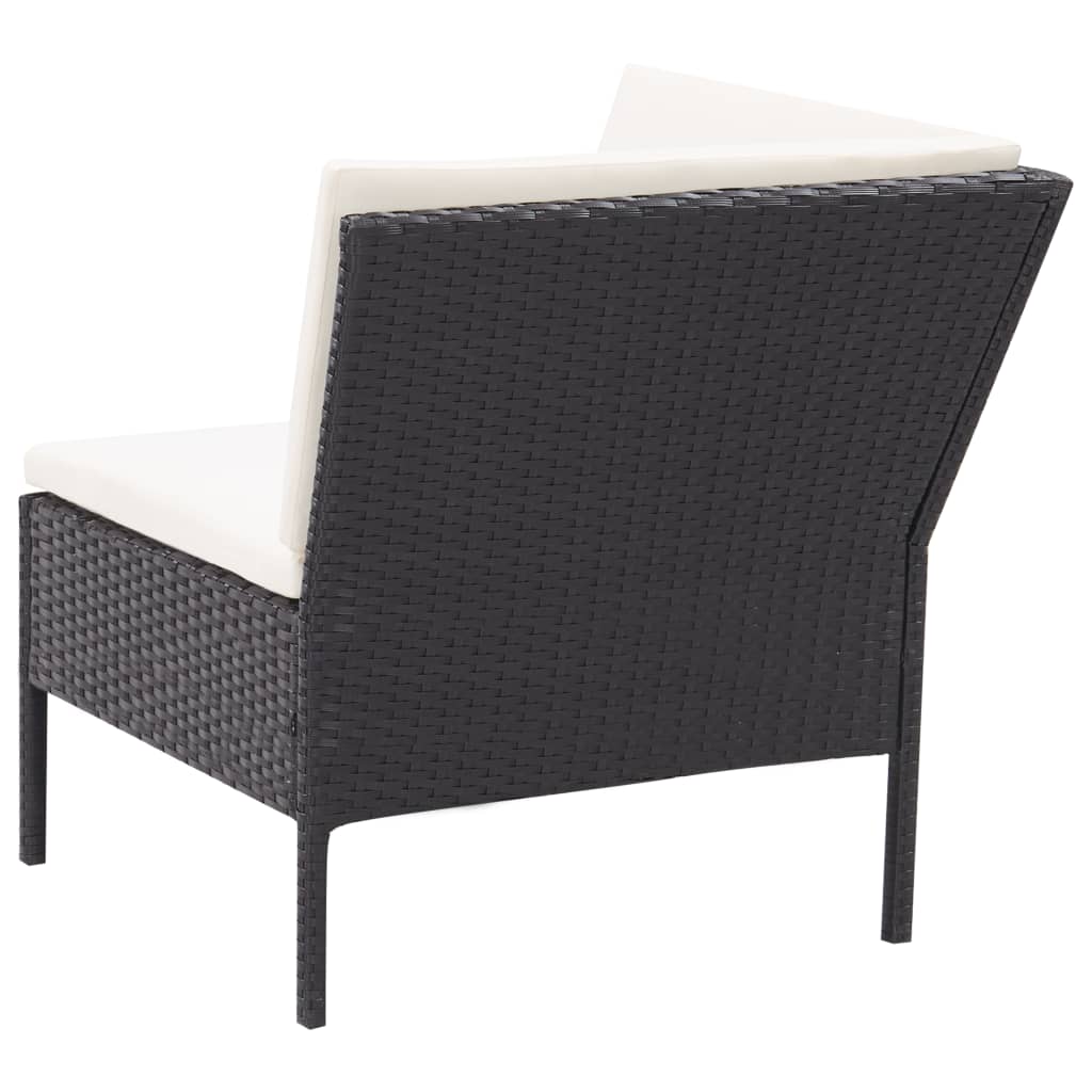 Set mobilier de grădină cu perne, 3 piese, negru, poliratan GartenMobel Dekor