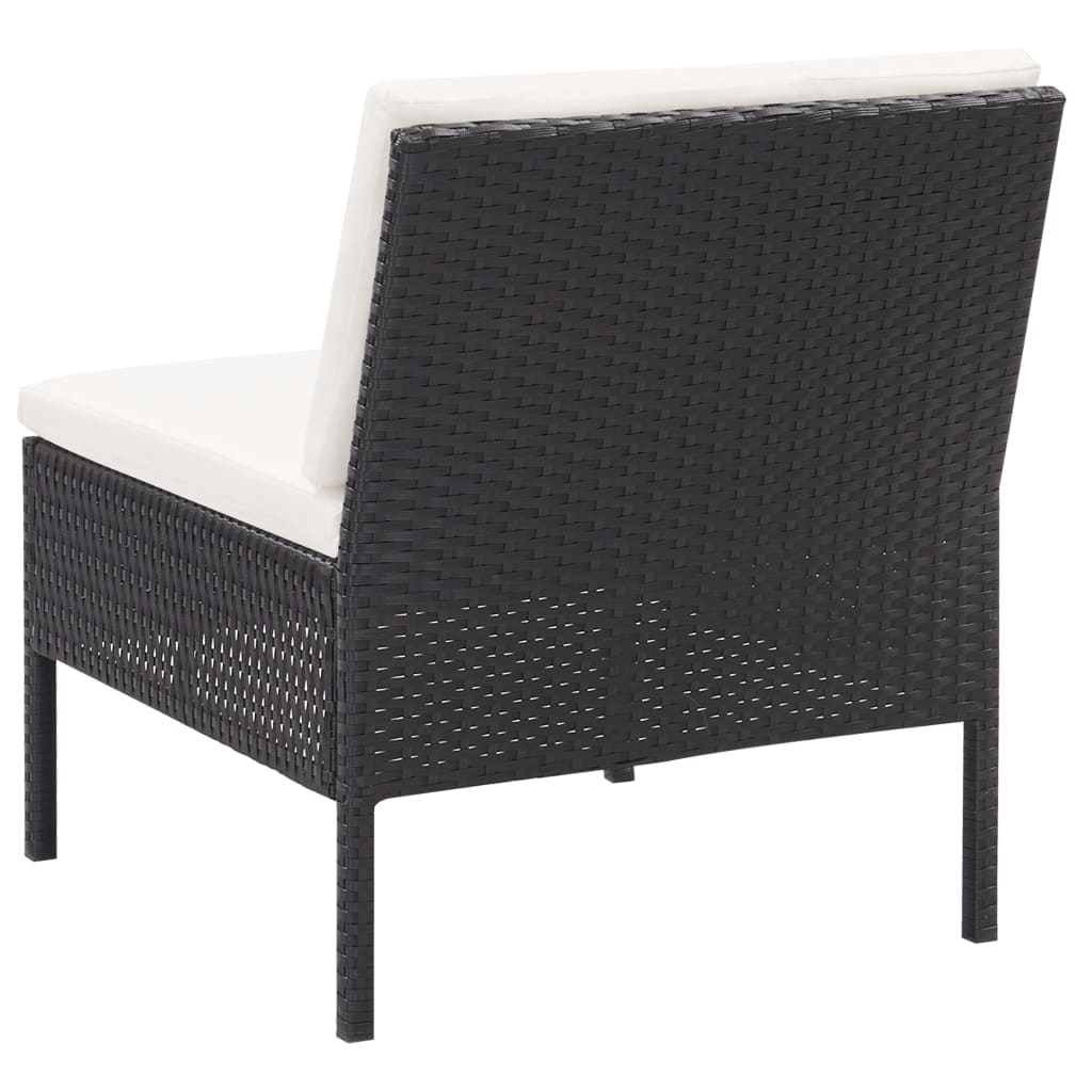 Set mobilier de grădină cu perne, 3 piese, negru, poliratan GartenMobel Dekor