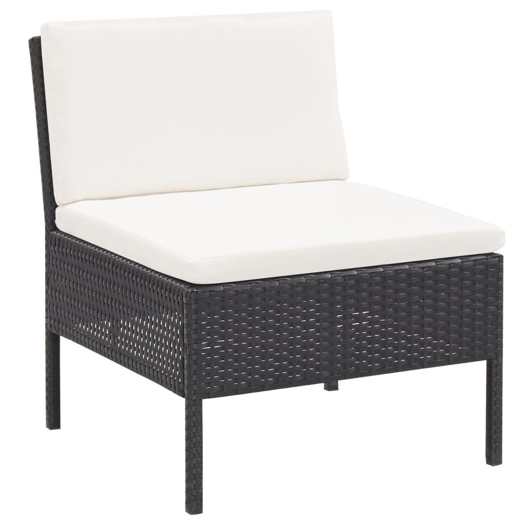 Set mobilier de grădină cu perne, 3 piese, negru, poliratan GartenMobel Dekor