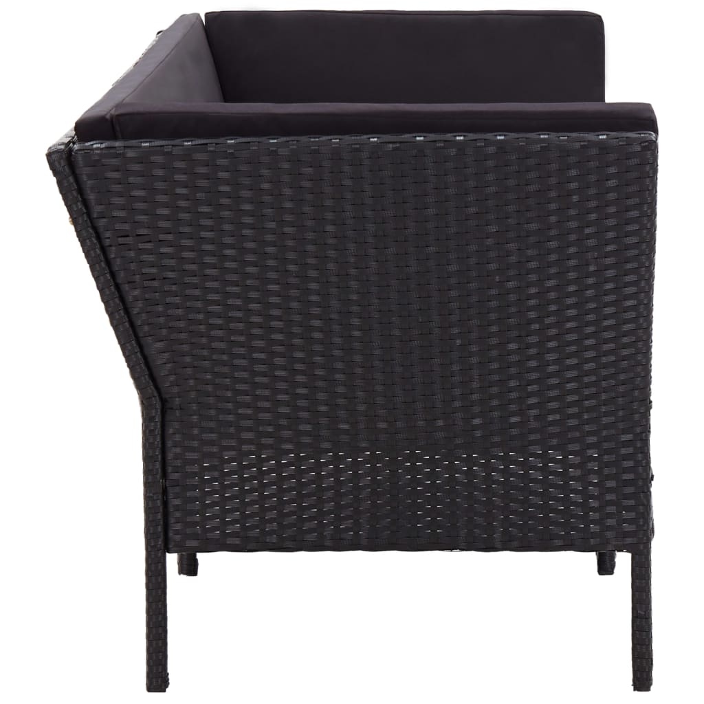 Set mobilier de grădină cu perne, 6 piese, negru, poliratan GartenMobel Dekor