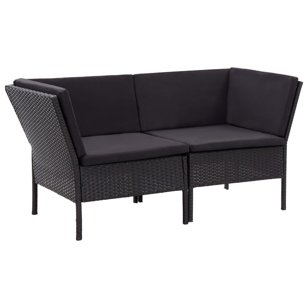 Set mobilier de grădină cu perne, 6 piese, negru, poliratan GartenMobel Dekor