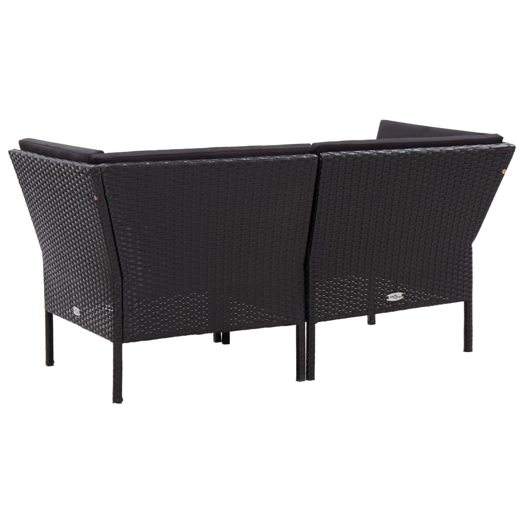 Set mobilier de grădină cu perne, 6 piese, negru, poliratan GartenMobel Dekor