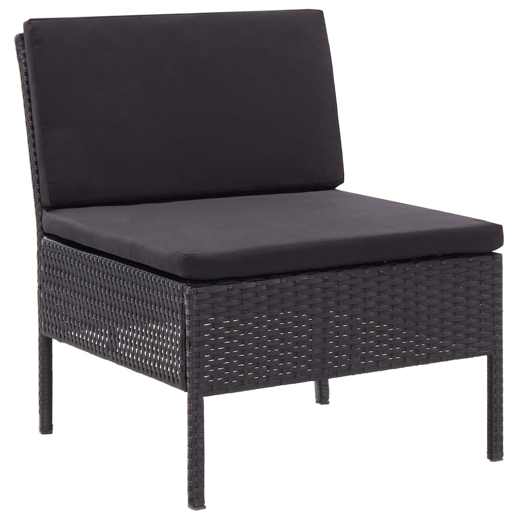Set mobilier de grădină cu perne, 6 piese, negru, poliratan GartenMobel Dekor
