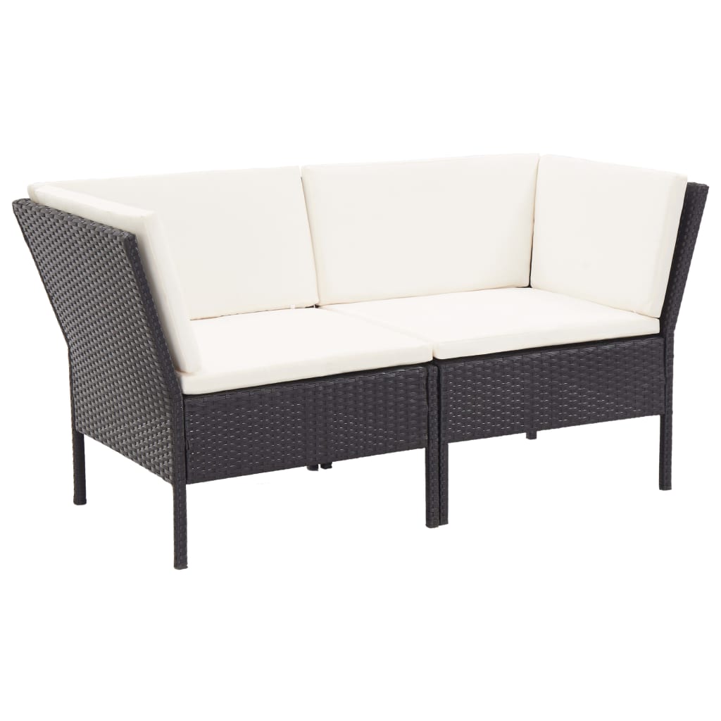 Set mobilier de grădină cu perne, 8 piese, negru, poliratan GartenMobel Dekor