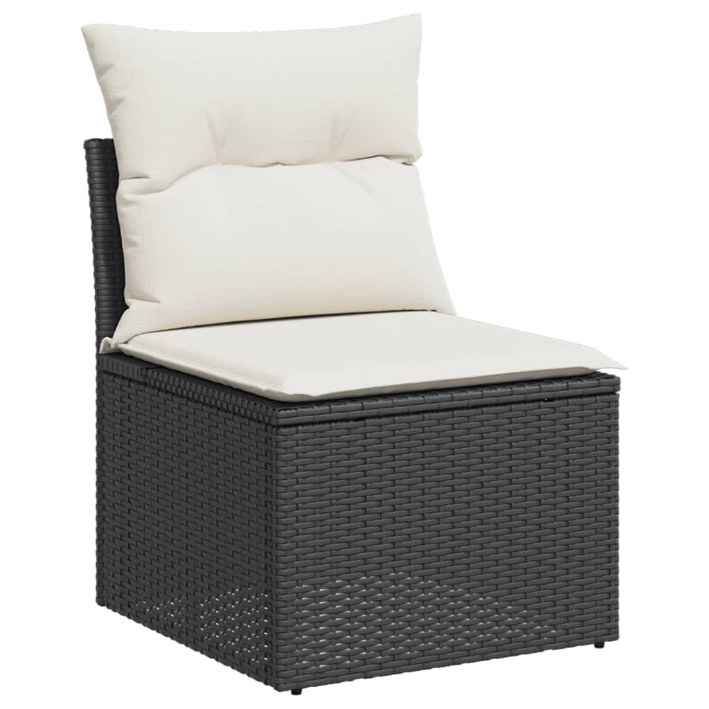 Set canapele de grădină cu perne, 10 piese, negru, poliratan GartenMobel Dekor
