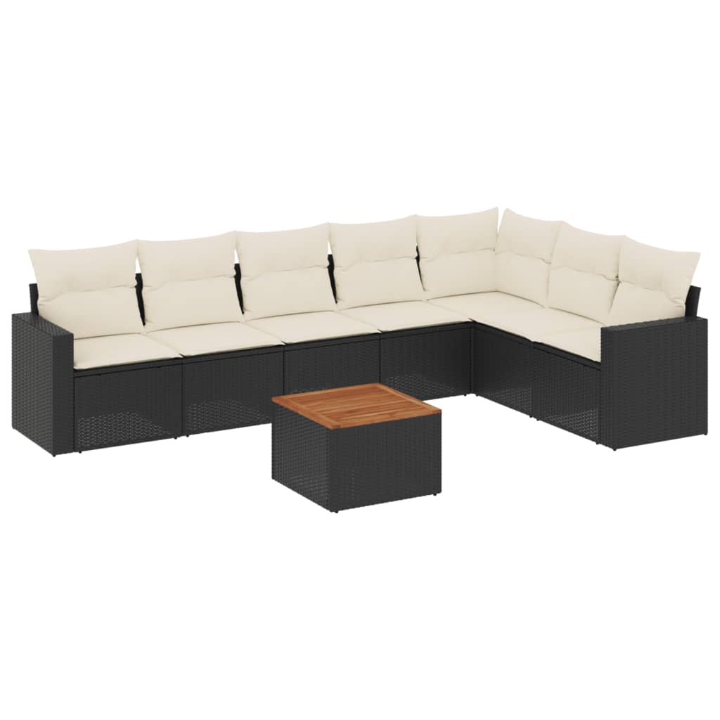 Set mobilier de grădină cu perne, 8 piese, negru, poliratan GartenMobel Dekor