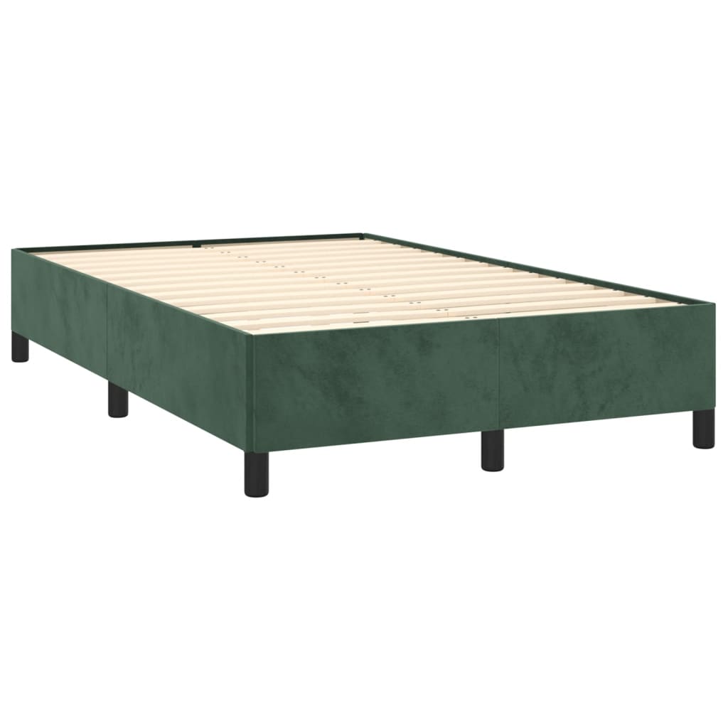 Pat cu arcuri, saltea și LED, verde închis, 120x190 cm, catifea GartenMobel Dekor