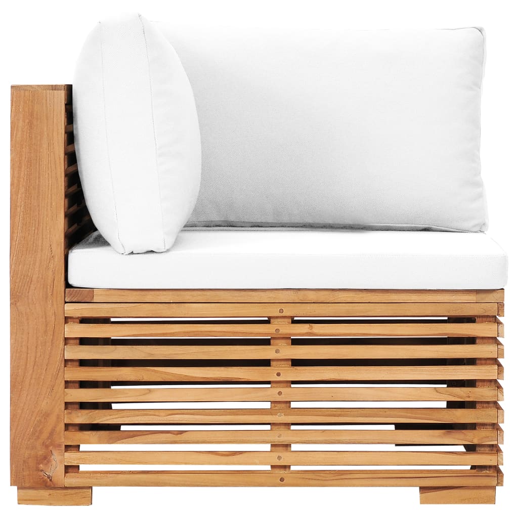 Canapea de grădină de colț cu perne crem, lemn masiv de tec GartenMobel Dekor