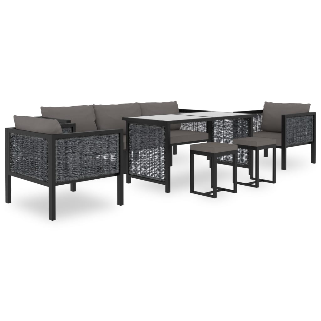 Set mobilier de grădină cu perne, 8 piese, antracit, poliratan GartenMobel Dekor