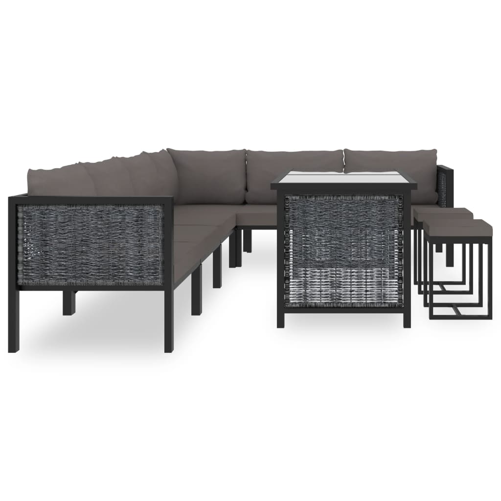 Set mobilier de grădină cu perne, 9 piese, antracit, poliratan GartenMobel Dekor