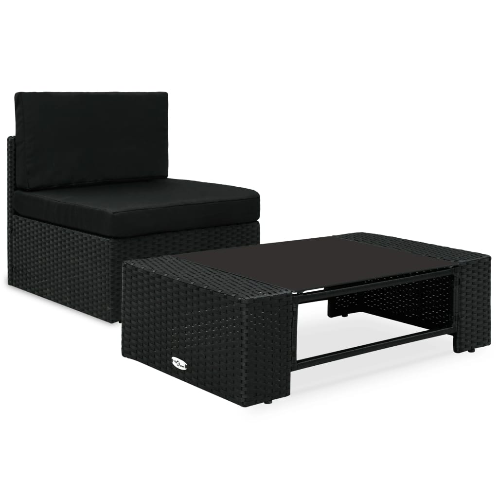 Set mobilier de grădină, 2 piese, negru, poliratan GartenMobel Dekor