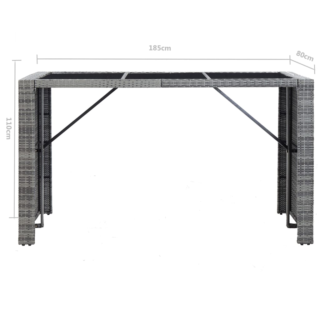 Set mobilier bar de grădină cu perne, 7 piese, gri, poliratan GartenMobel Dekor