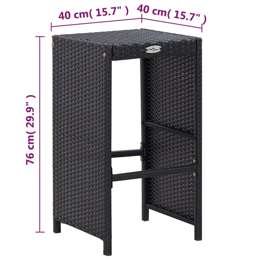 Set mobilier bar de grădină cu perne, 7 piese, negru, poliratan GartenMobel Dekor
