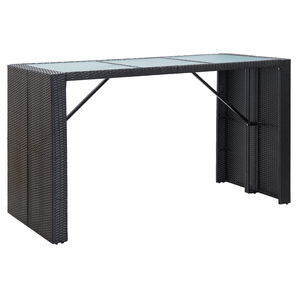 Set mobilier bar de grădină cu perne, 7 piese, negru, poliratan GartenMobel Dekor