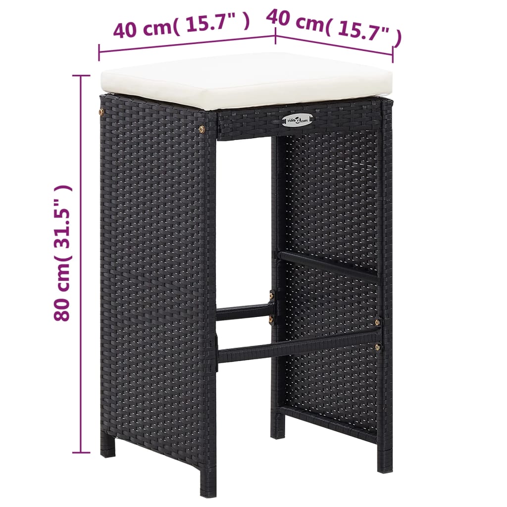 Set mobilier bar de grădină cu perne, 7 piese, negru, poliratan GartenMobel Dekor