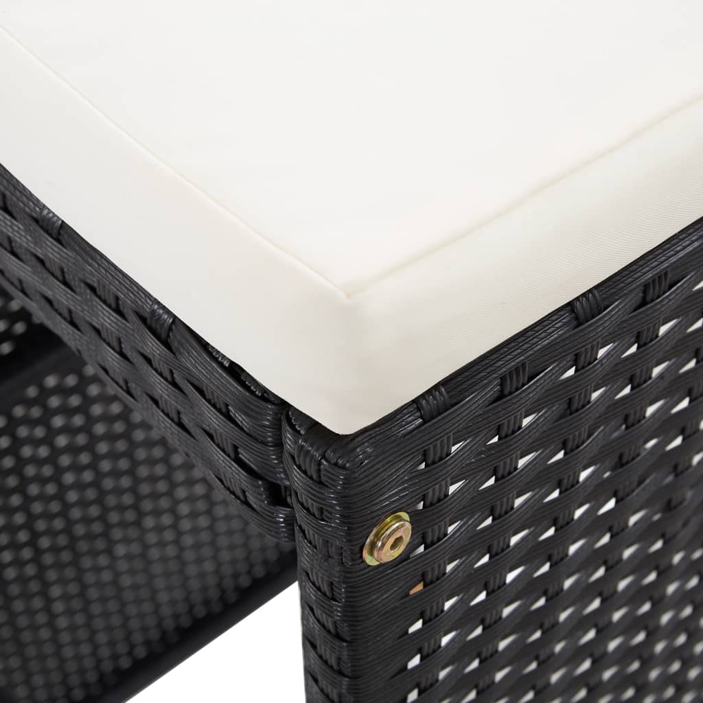 Set mobilier bar de grădină cu perne, 7 piese, negru, poliratan GartenMobel Dekor