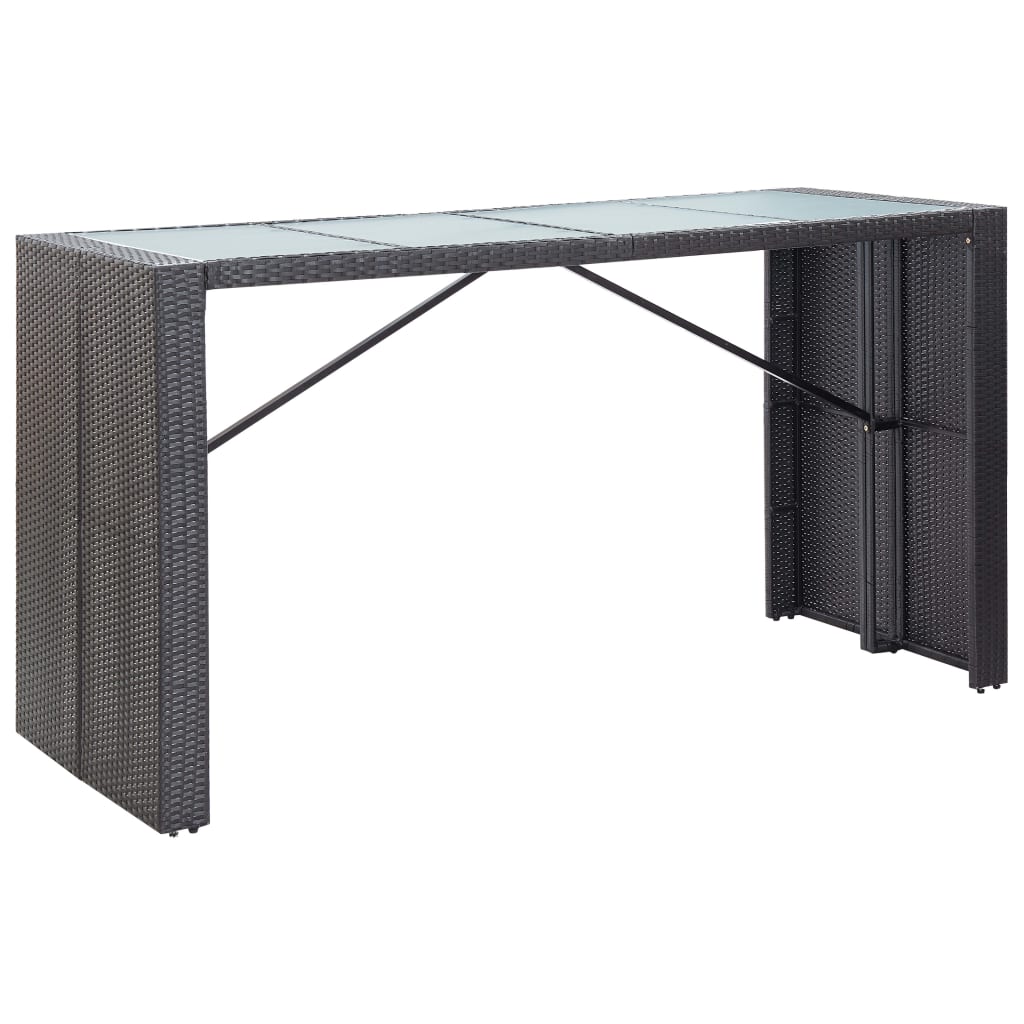 Set mobilier de bar de exterior, negru, poliratan GartenMobel Dekor