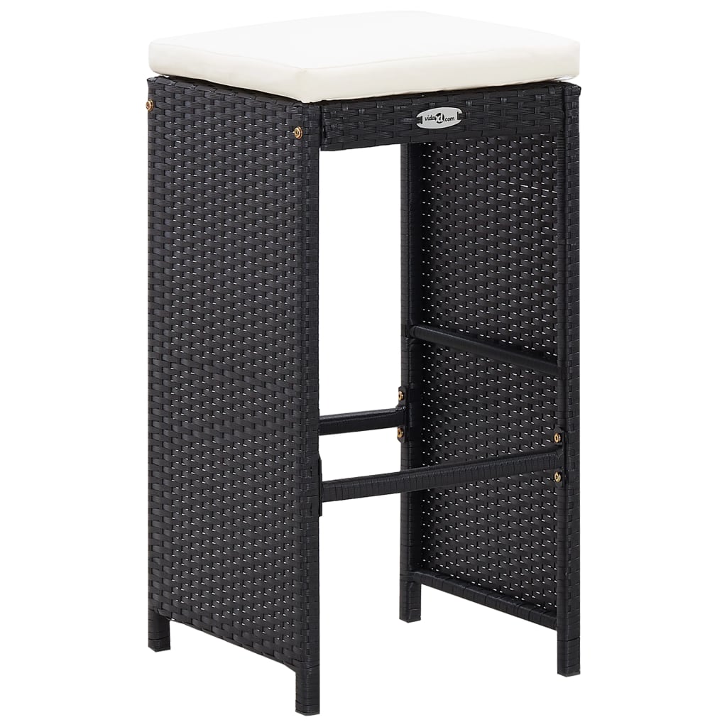 Set mobilier de bar de exterior, negru, poliratan GartenMobel Dekor