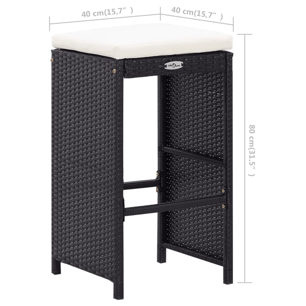 Set mobilier de bar de exterior, negru, poliratan GartenMobel Dekor