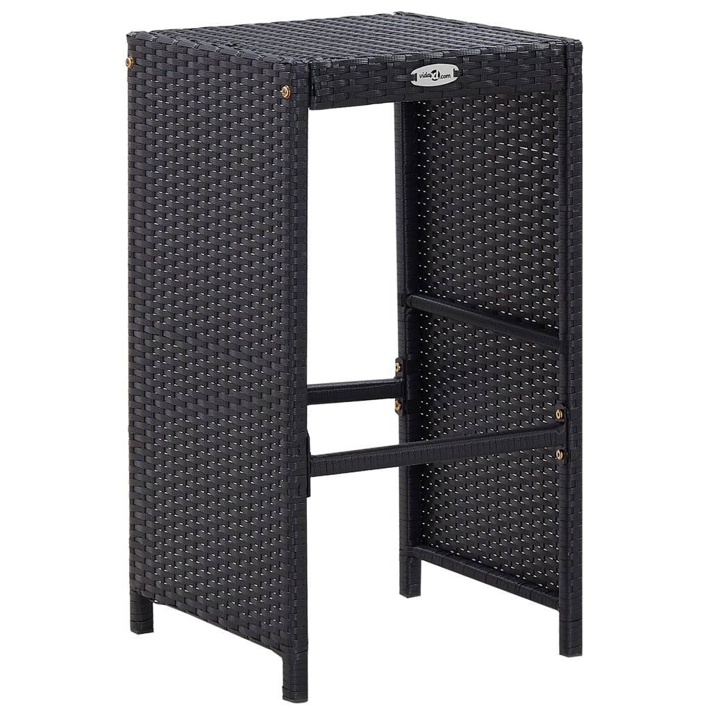 Set mobilier de bar de exterior, negru, poliratan GartenMobel Dekor