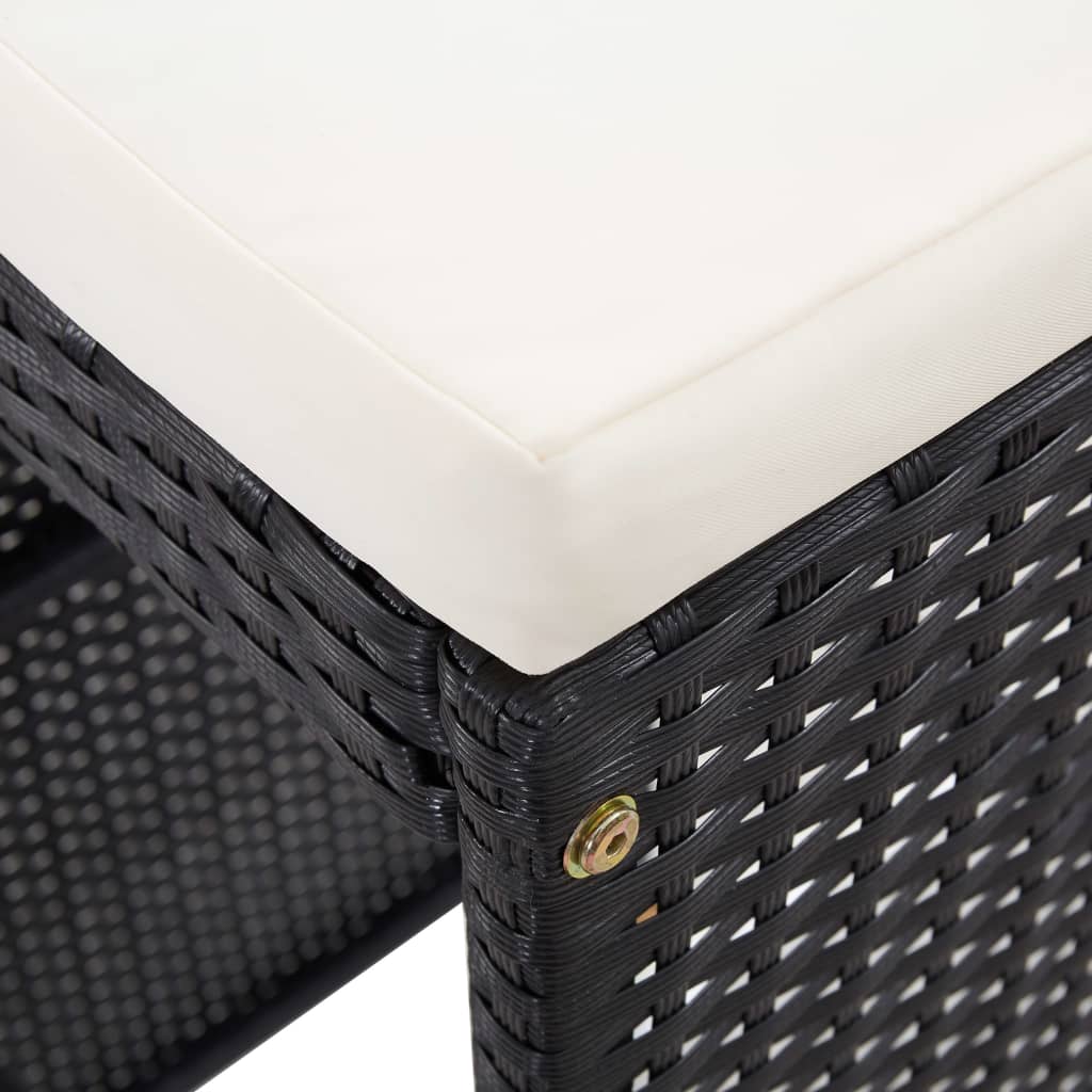 Set mobilier de bar de exterior, negru, poliratan GartenMobel Dekor