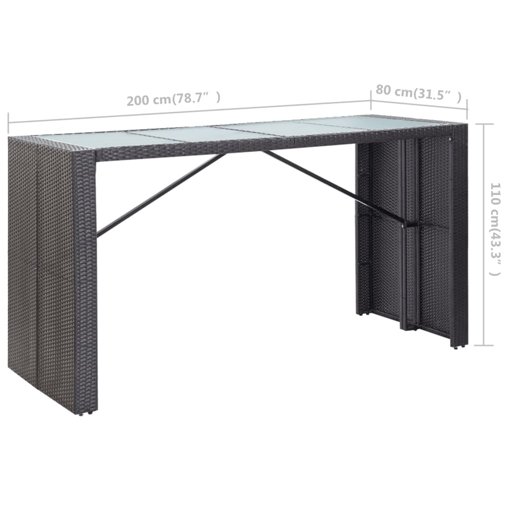 Set mobilier de bar de exterior, negru, poliratan GartenMobel Dekor