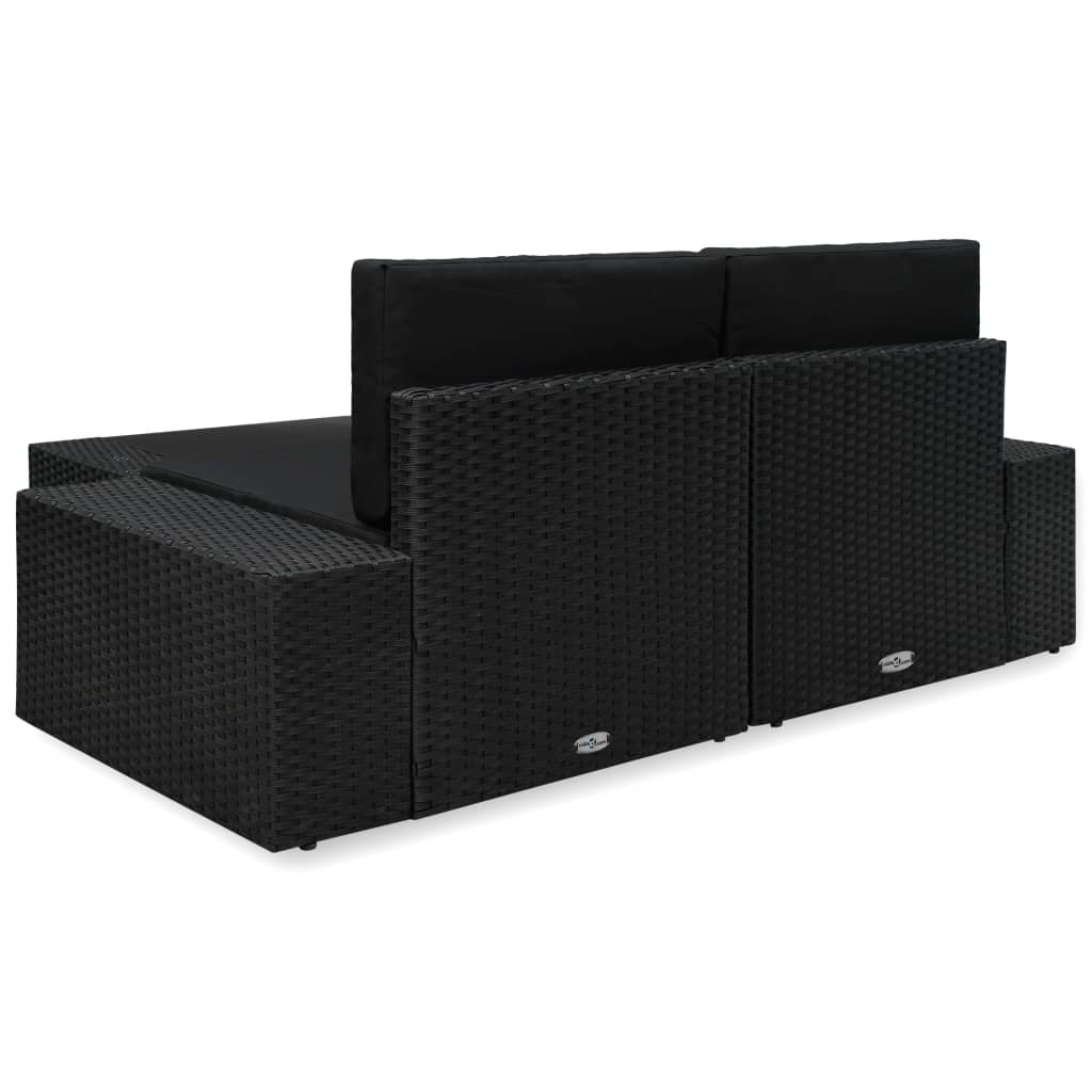 Set mobilier de grădină, 3 piese, negru, poliratan GartenMobel Dekor