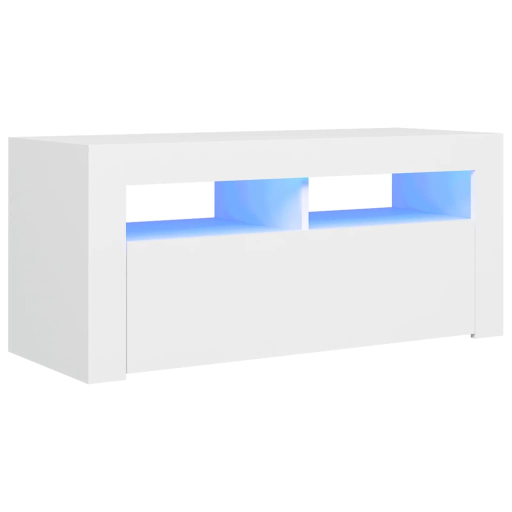 Comodă TV cu lumini LED, alb, 90x35x40 cm GartenMobel Dekor