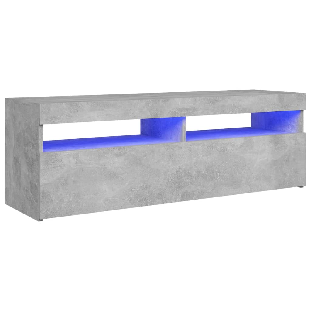 Comodă TV cu lumini LED, gri beton, 120x35x40 cm GartenMobel Dekor