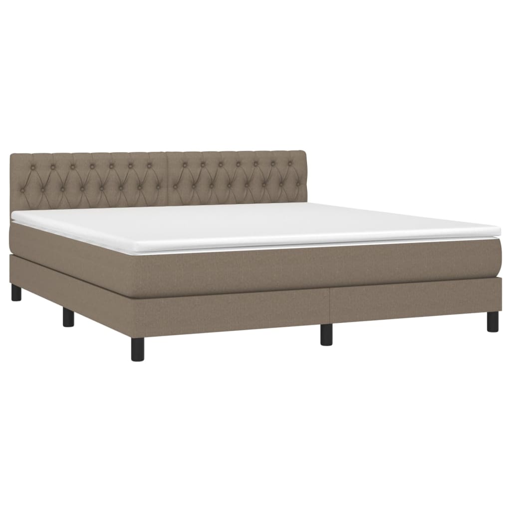 Pat cu arcuri, saltea și LED, gri taupe, 180x200 cm, textil GartenMobel Dekor