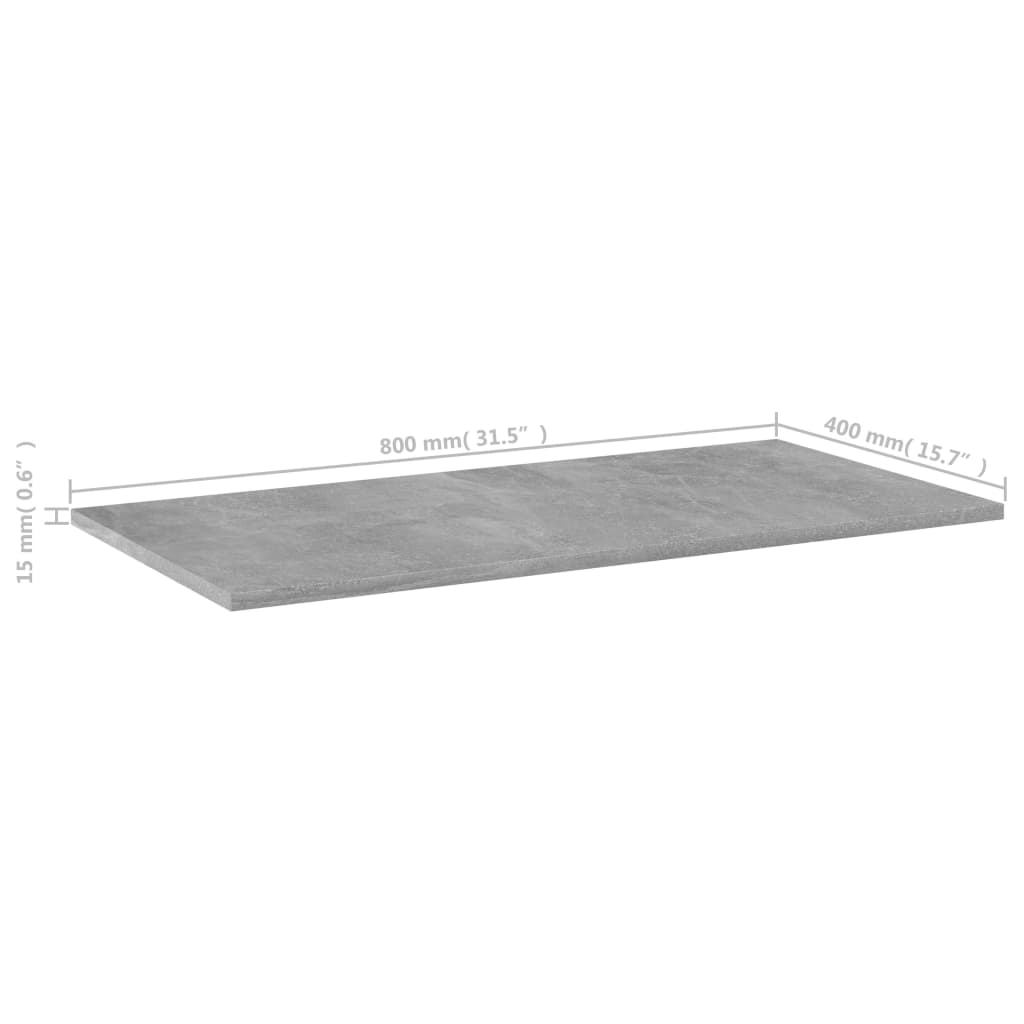 Plăci bibliotecă, gri beton, 4 buc, 80 x 40 x 1,5 cm, PAL GartenMobel Dekor