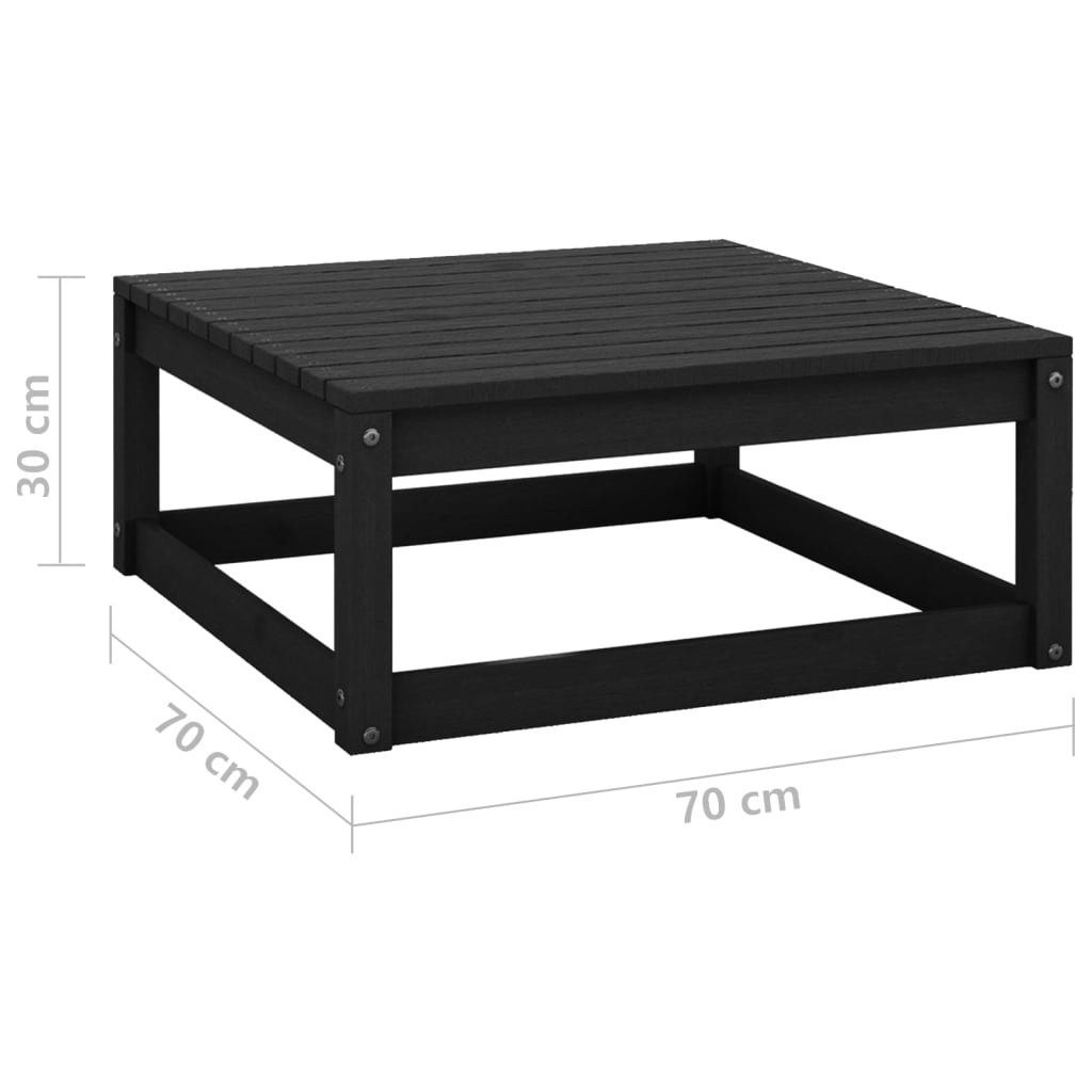 Set mobilier de grădină, 3 piese, negru, lemn masiv de pin GartenMobel Dekor