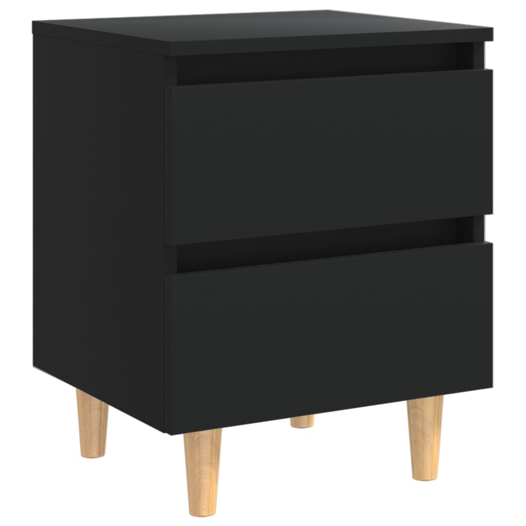 Noptiere cu picioare lemn masiv pin, 2 buc., negru, 40x35x50 cm GartenMobel Dekor