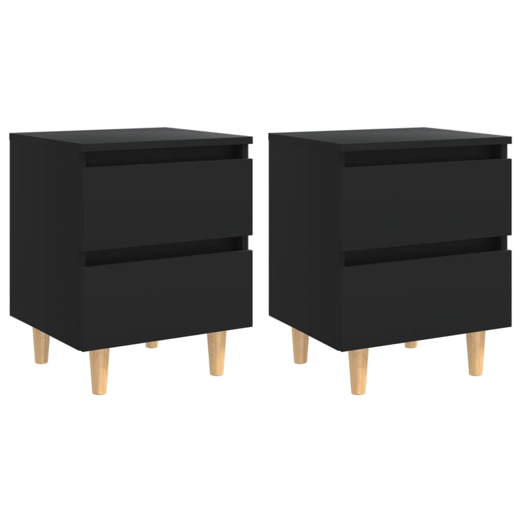 Noptiere cu picioare lemn masiv pin, 2 buc., negru, 40x35x50 cm GartenMobel Dekor