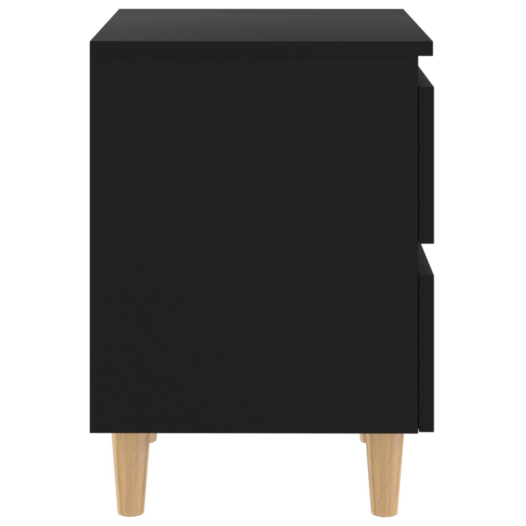 Noptiere cu picioare lemn masiv pin, 2 buc., negru, 40x35x50 cm GartenMobel Dekor