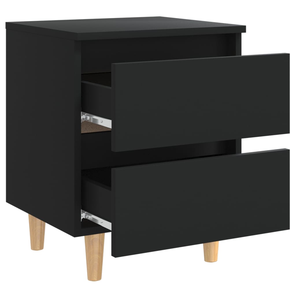 Noptiere cu picioare lemn masiv pin, 2 buc., negru, 40x35x50 cm GartenMobel Dekor