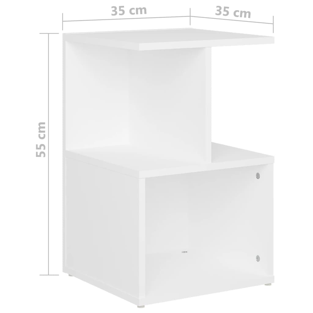 Noptiere, 2 buc., alb, 35x35x55 cm, PAL GartenMobel Dekor